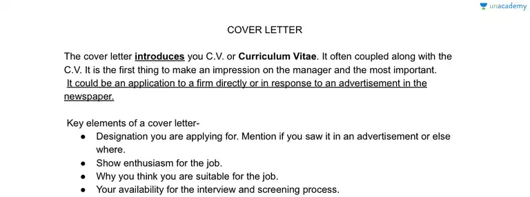 Job Application The Cover Letter English Class 10 Enhancing