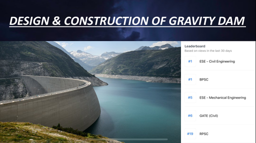 GATE - Iconic Pro - Forces acting on Gravity Dam Part-2 Offered by ...